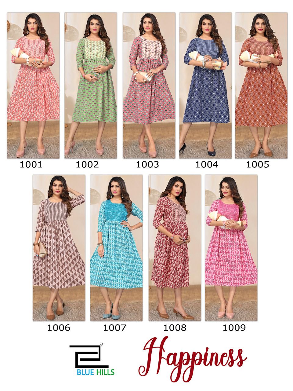 blue hills happiness Capsule mill print exclusive look kurti catalog