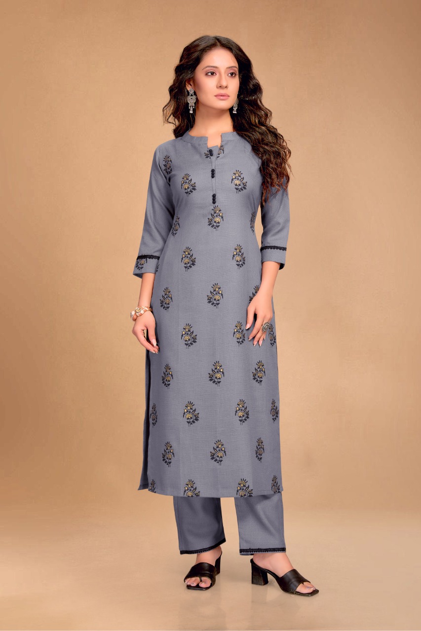 channel 9 sku 006 to 009 cotton exclusive print kurti with bottom size set