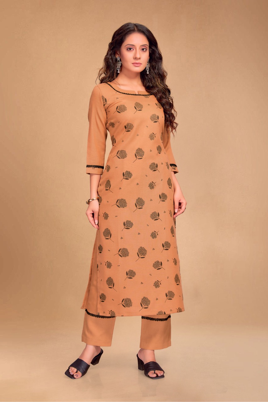 channel 9 sku 006 to 009 cotton exclusive print kurti with bottom size set