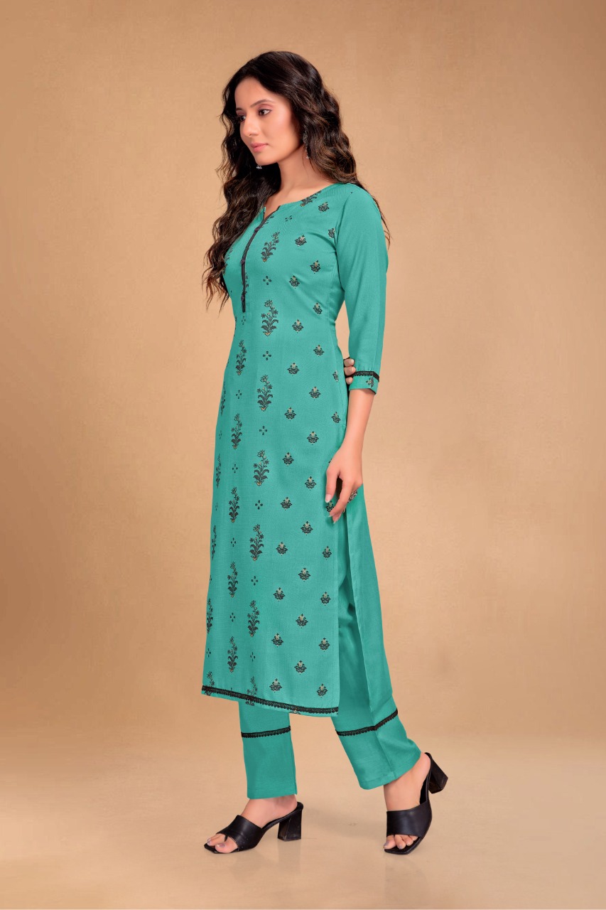 channel 9 sku 006 to 009 cotton exclusive print kurti with bottom size set