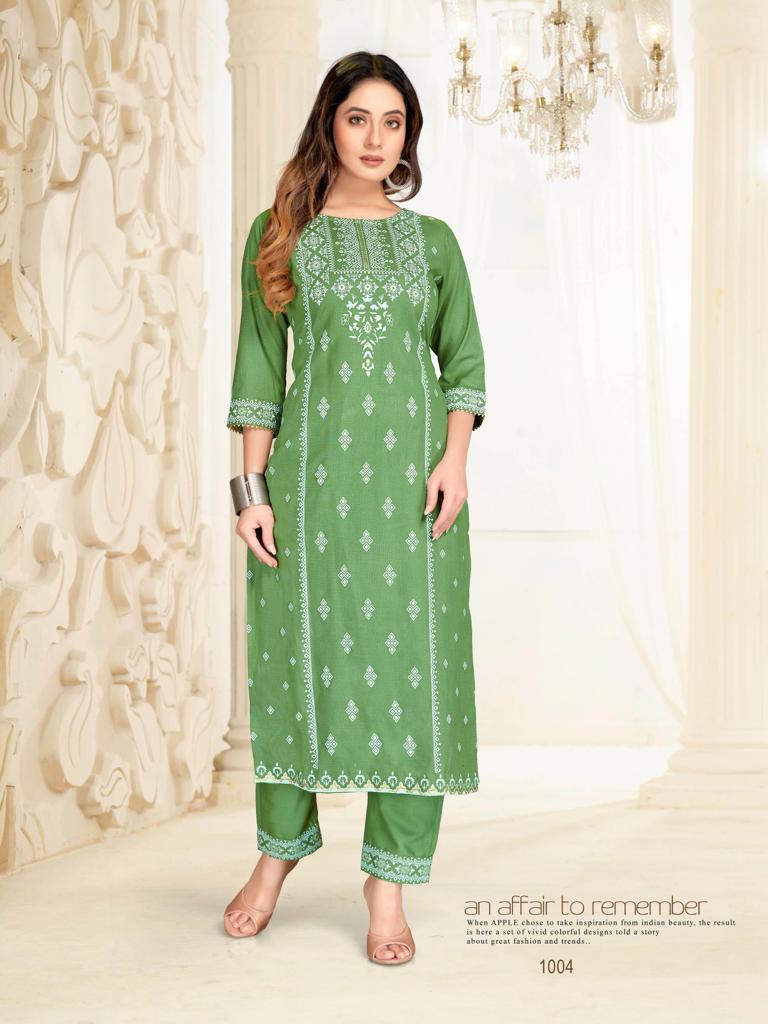 channel 9 sku 057sc to 060sc rayon exclusive print kurti with bottom size set