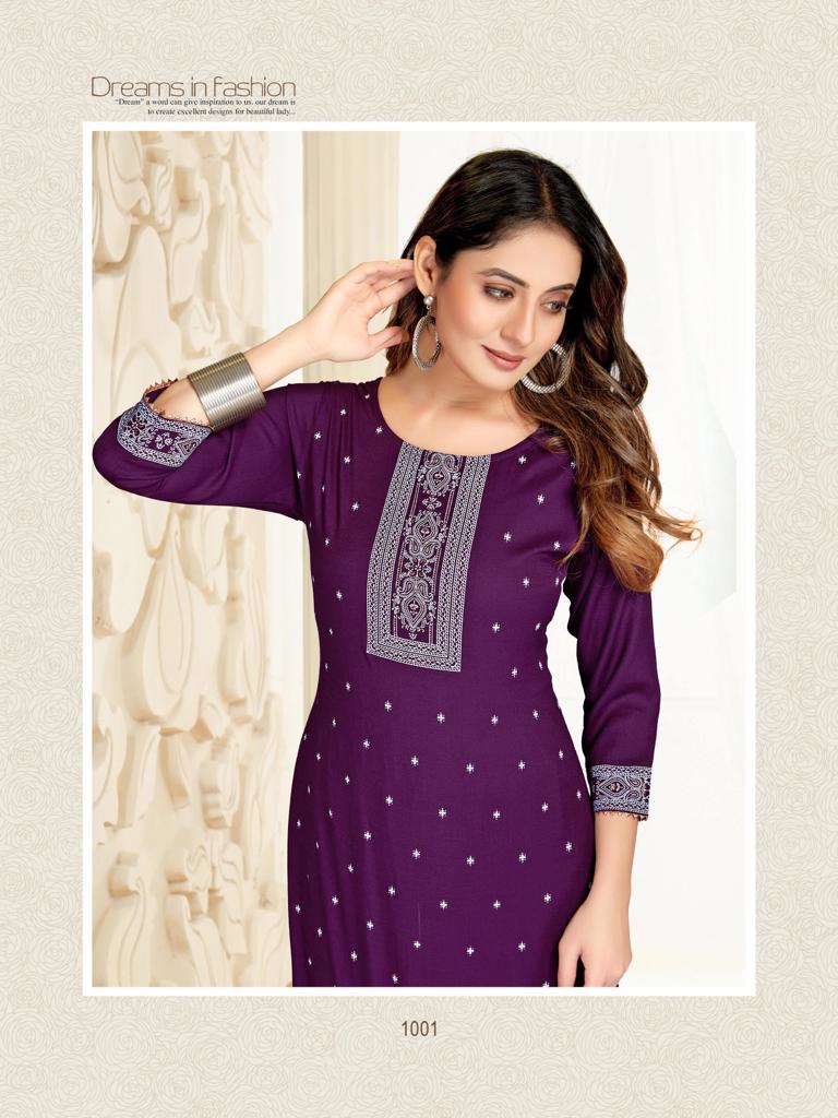 channel 9 sku 057sc to 060sc rayon exclusive print kurti with bottom size set