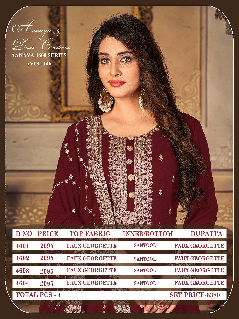 dani aanaya 4600 serice vol 146 georgette regal look salwar suit single