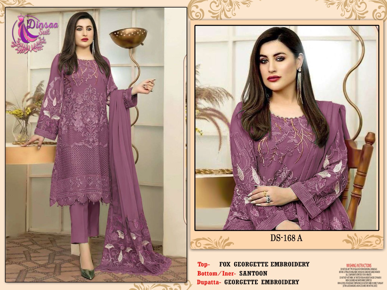 dinsaa suit Dinsaa 168 A Salwar Kameez Georgette Singles