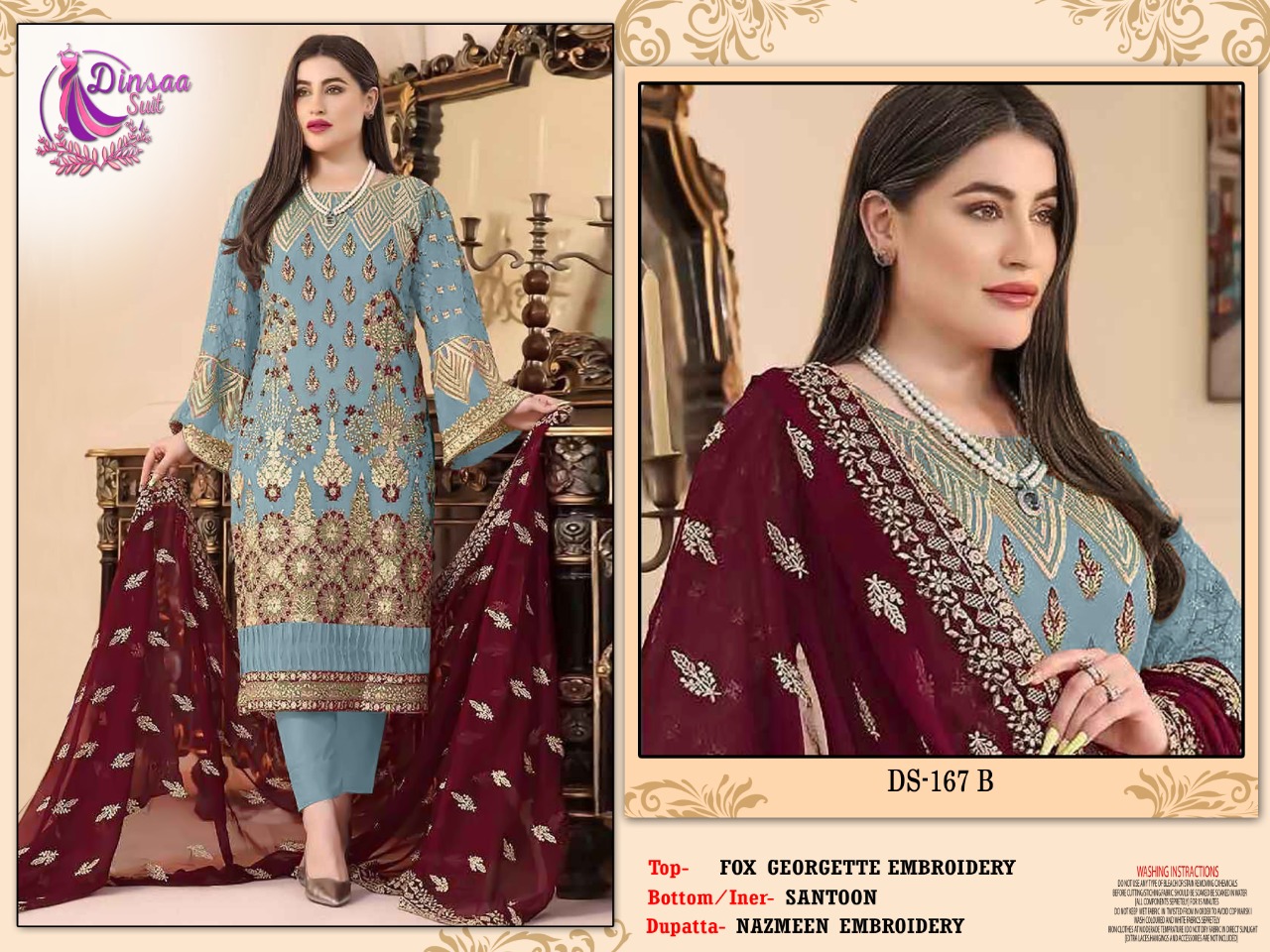 dinsaa suit DINSAA 167 b Salwar Kameez Fox georgette Singles