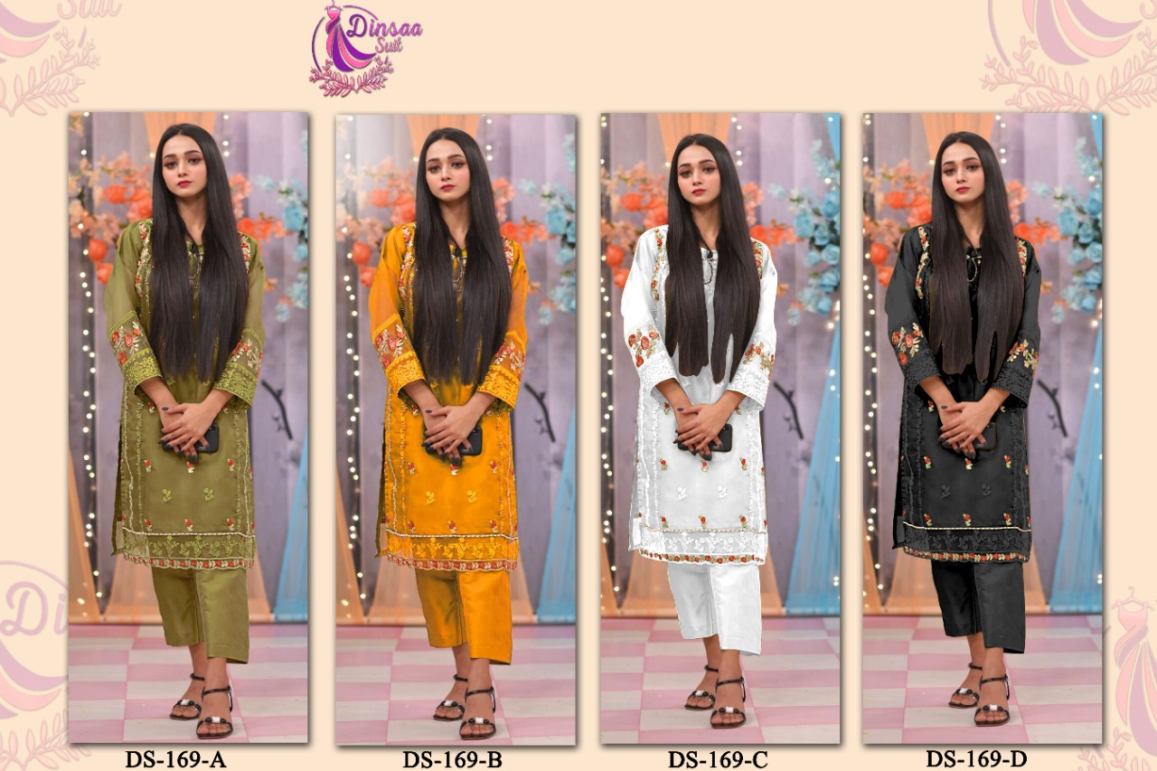 dinsaa suit dinsaa d no s 169 a b c d organza grace ful look salwar suit catalog