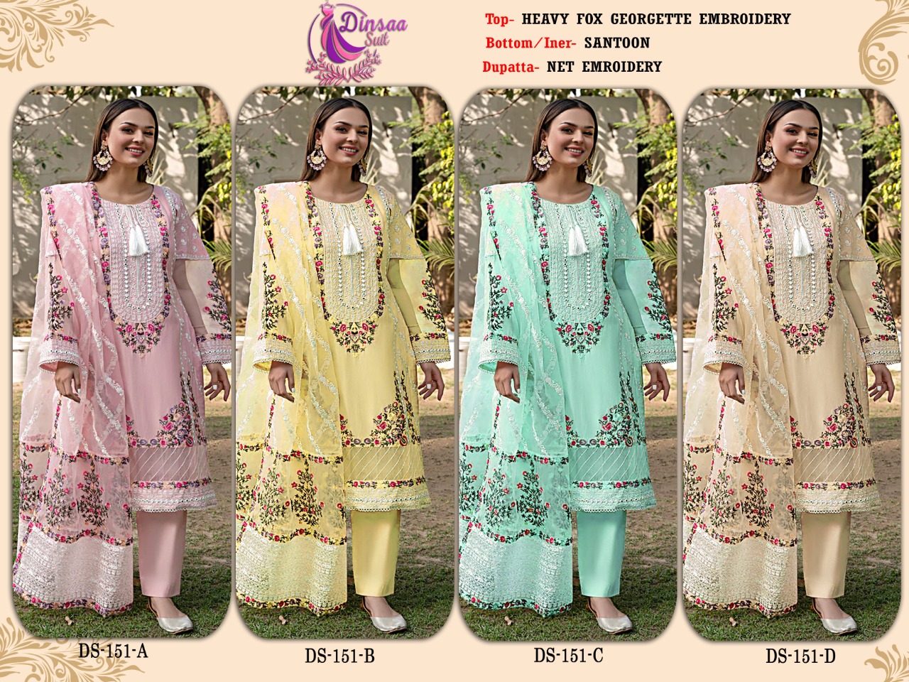 dinsaa suit dinsaa suit d no 151 georgette Catchy look salwar suit catalog