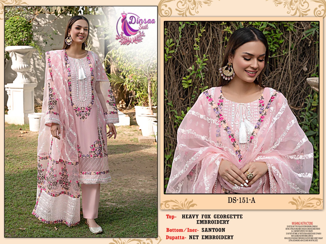 dinsaa suit dinsaa suit d no 151 georgette Catchy look salwar suit catalog