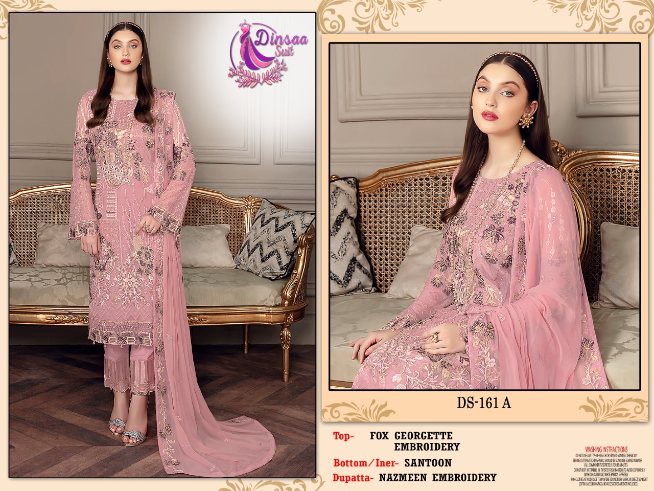 dinsaa suit 161 georgette regal look salwar suit singal