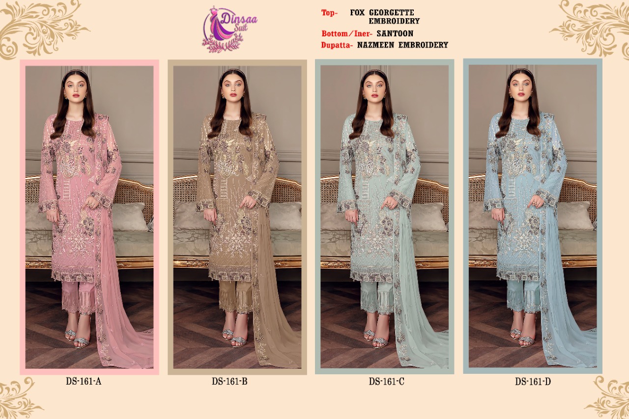 dinsaa suit 161 georgette regal look salwar suit singal