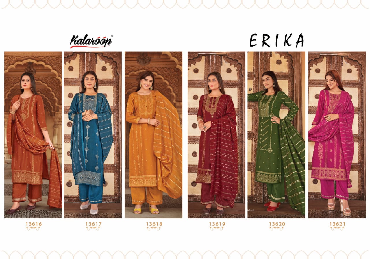 kalaroop by kajree  Erika jacquard attractive look kurti pant with dupatta catalog