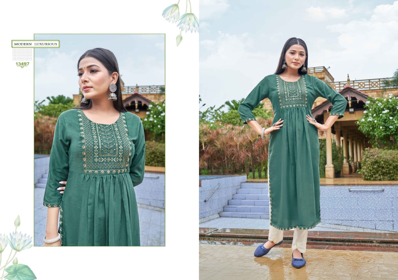 kalaroop by kajree Carbon rayon silk attractive look kurti catalog