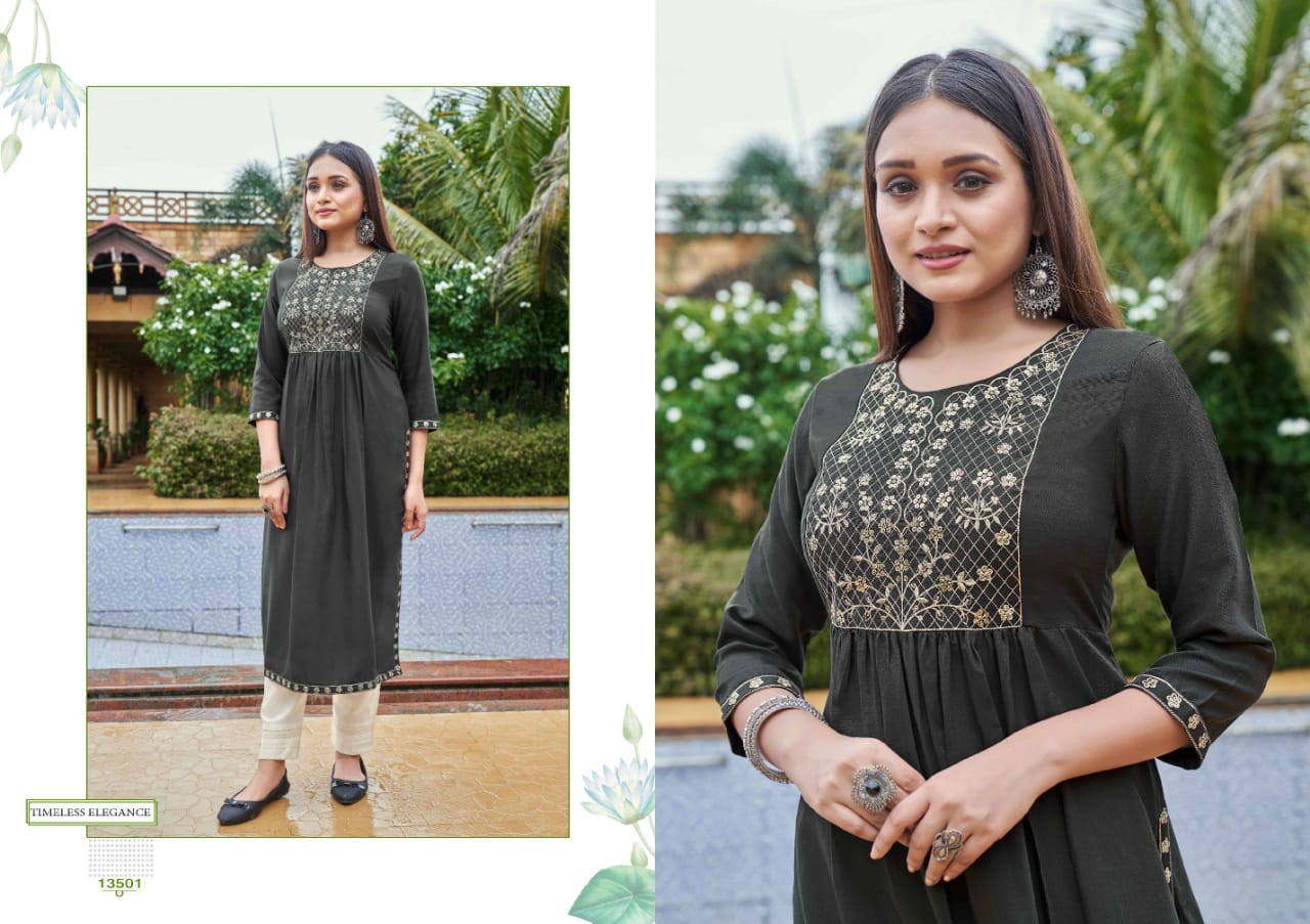 kalaroop by kajree Carbon rayon silk attractive look kurti catalog