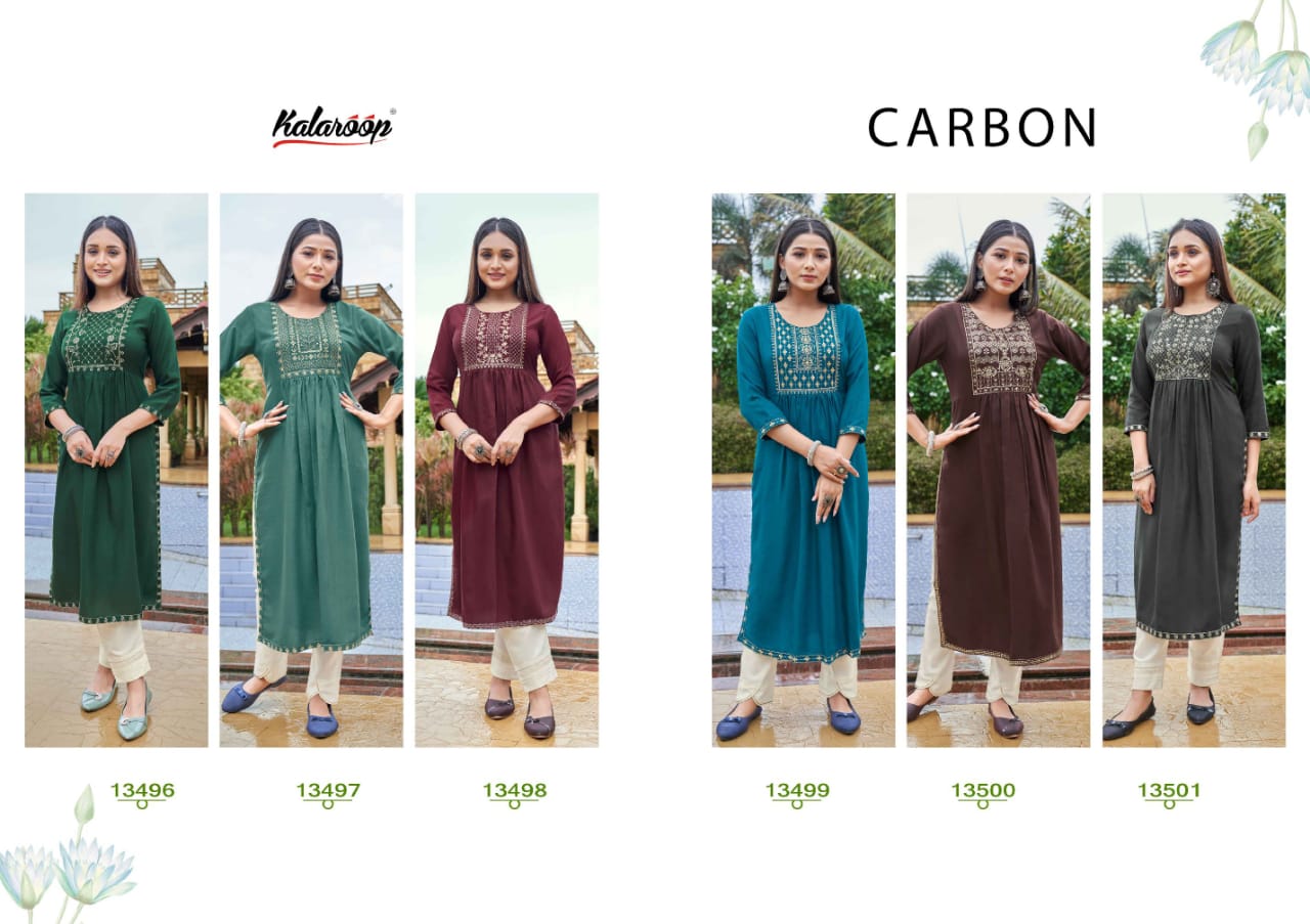 kalaroop by kajree Carbon rayon silk attractive look kurti catalog