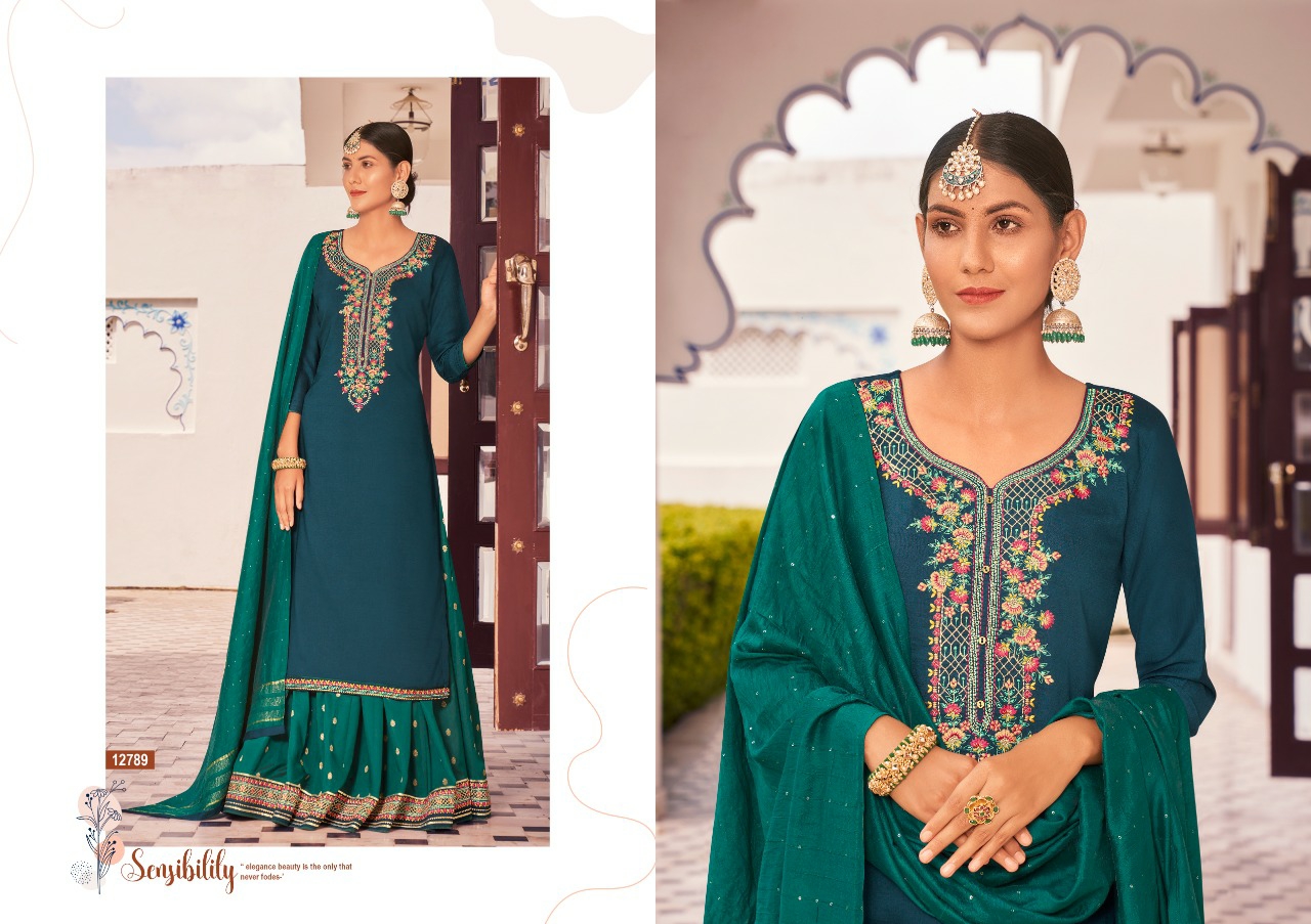 kalaroop by kajree cranival vol 3  silk attractive look kurti lehenga with dupatta catalog