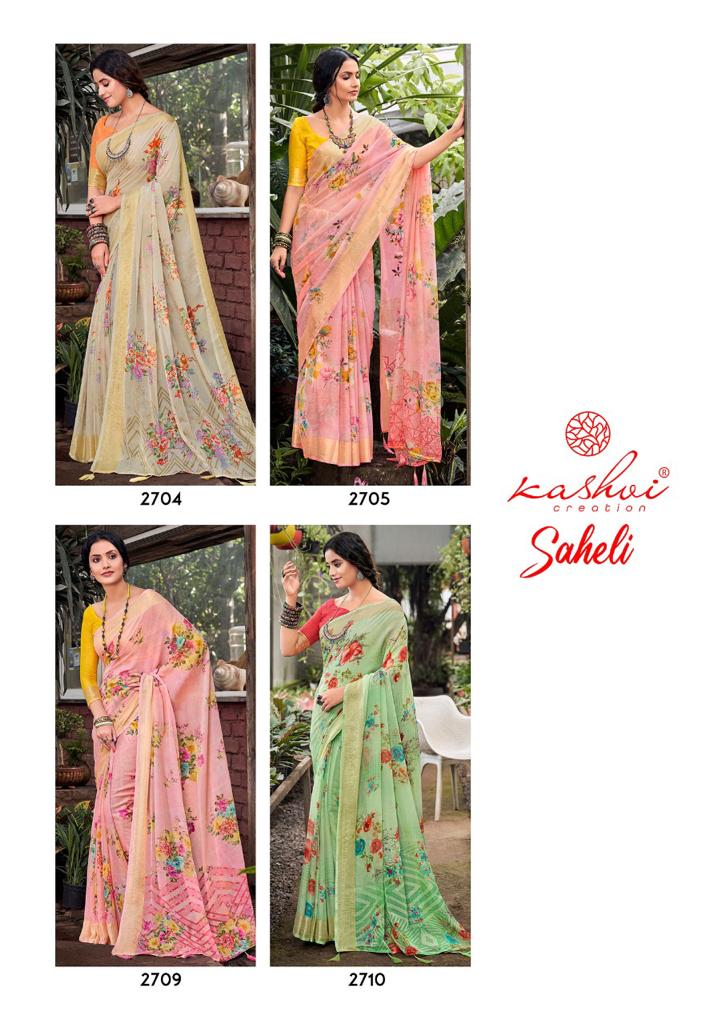 lt kashvi creation saheli chiffon attractive look saree catalog