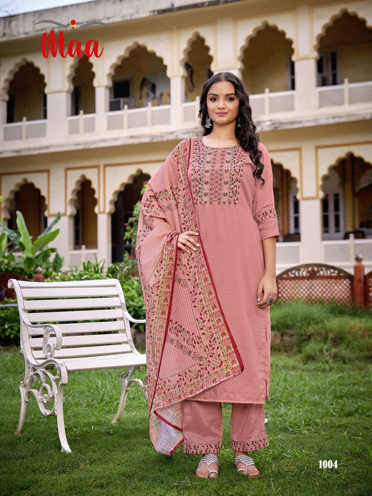 maa creation hazel chinon new and modern style top bottom with dupatta catalog