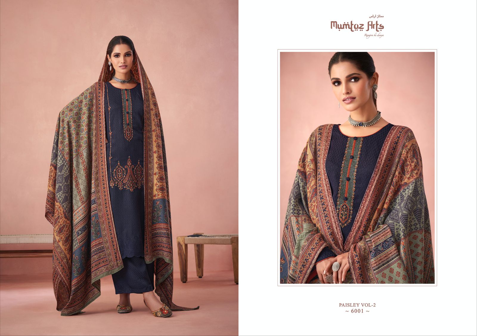 mumtaz art rango ki duniya paisley shifli edition vol 2 pashmina print exclusive look salwar suit catalog