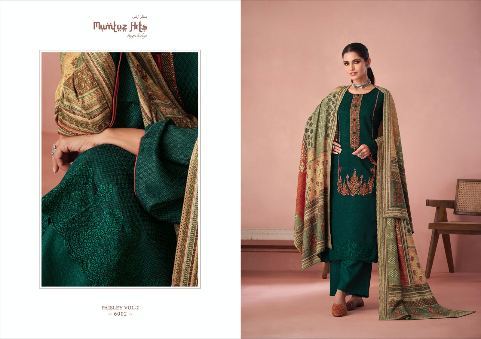 mumtaz art rango ki duniya paisley shifli edition vol 2 pashmina print exclusive look salwar suit catalog