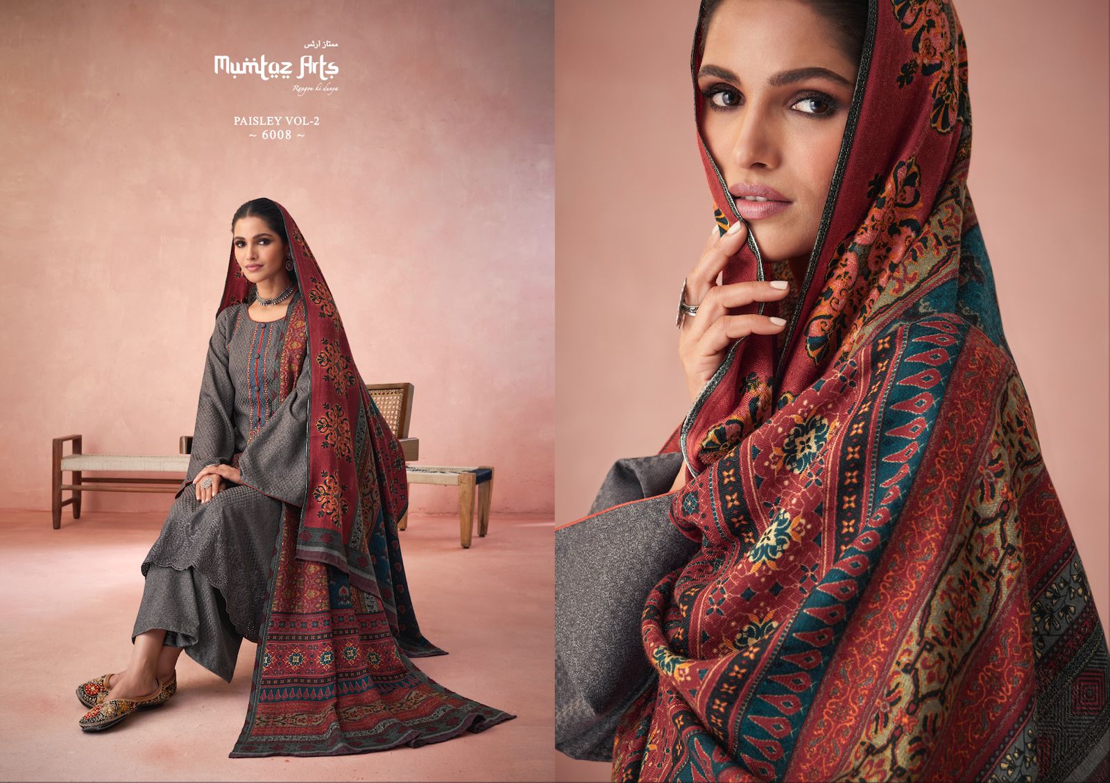 mumtaz art rango ki duniya paisley shifli edition vol 2 pashmina print exclusive look salwar suit catalog