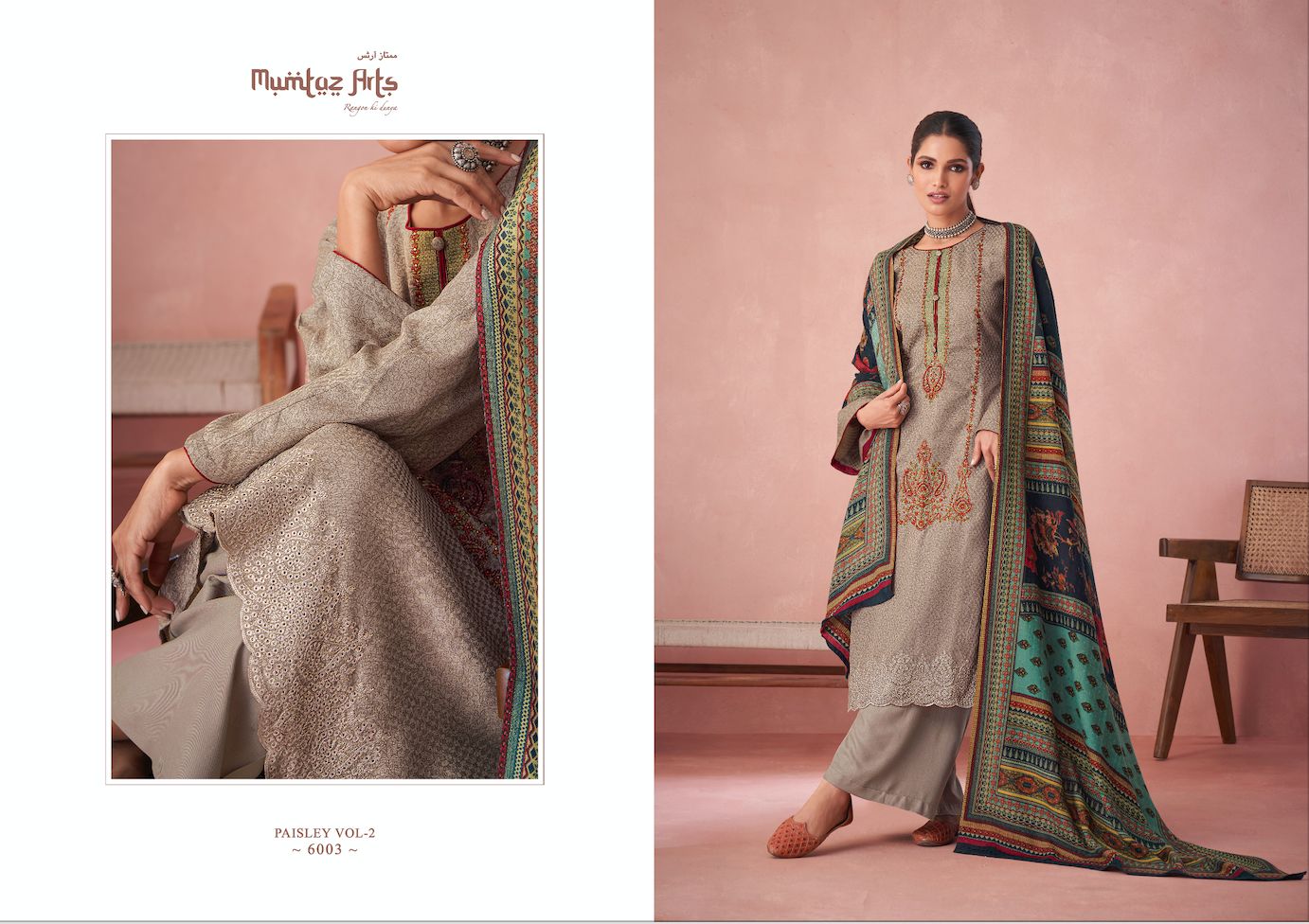 mumtaz art rango ki duniya paisley shifli edition vol 2 pashmina print exclusive look salwar suit catalog