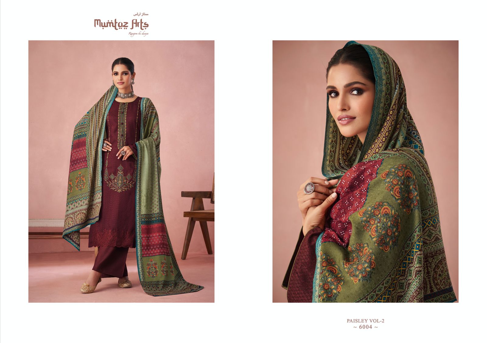 mumtaz art rango ki duniya paisley shifli edition vol 2 pashmina print exclusive look salwar suit catalog