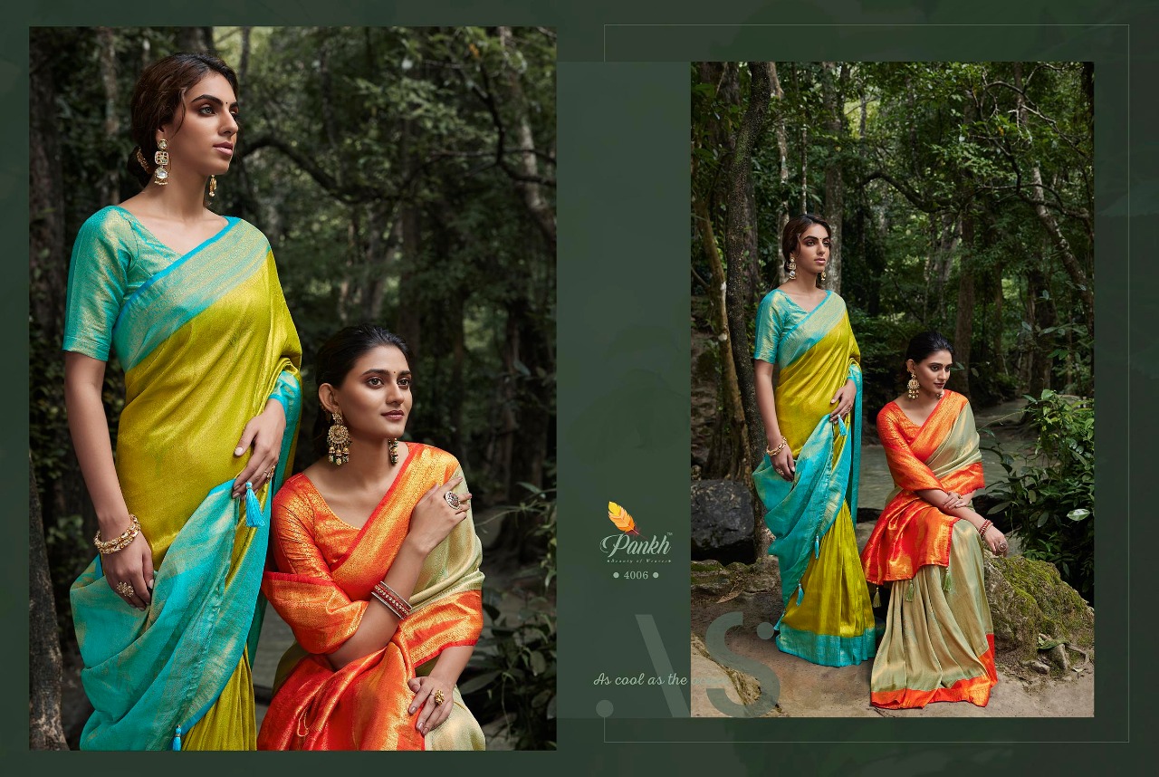 pink lotus pankh Parampara Vol 4 Kajiveram silk decent look saree catalog