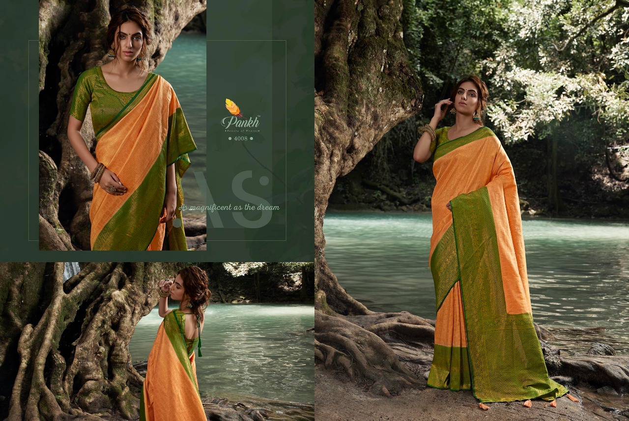 pink lotus pankh Parampara Vol 4 Kajiveram silk decent look saree catalog