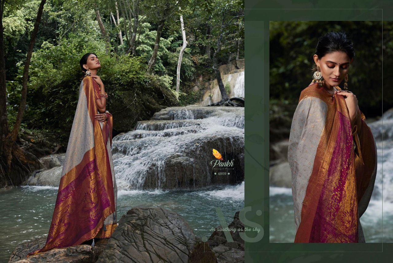 pink lotus pankh Parampara Vol 4 Kajiveram silk decent look saree catalog