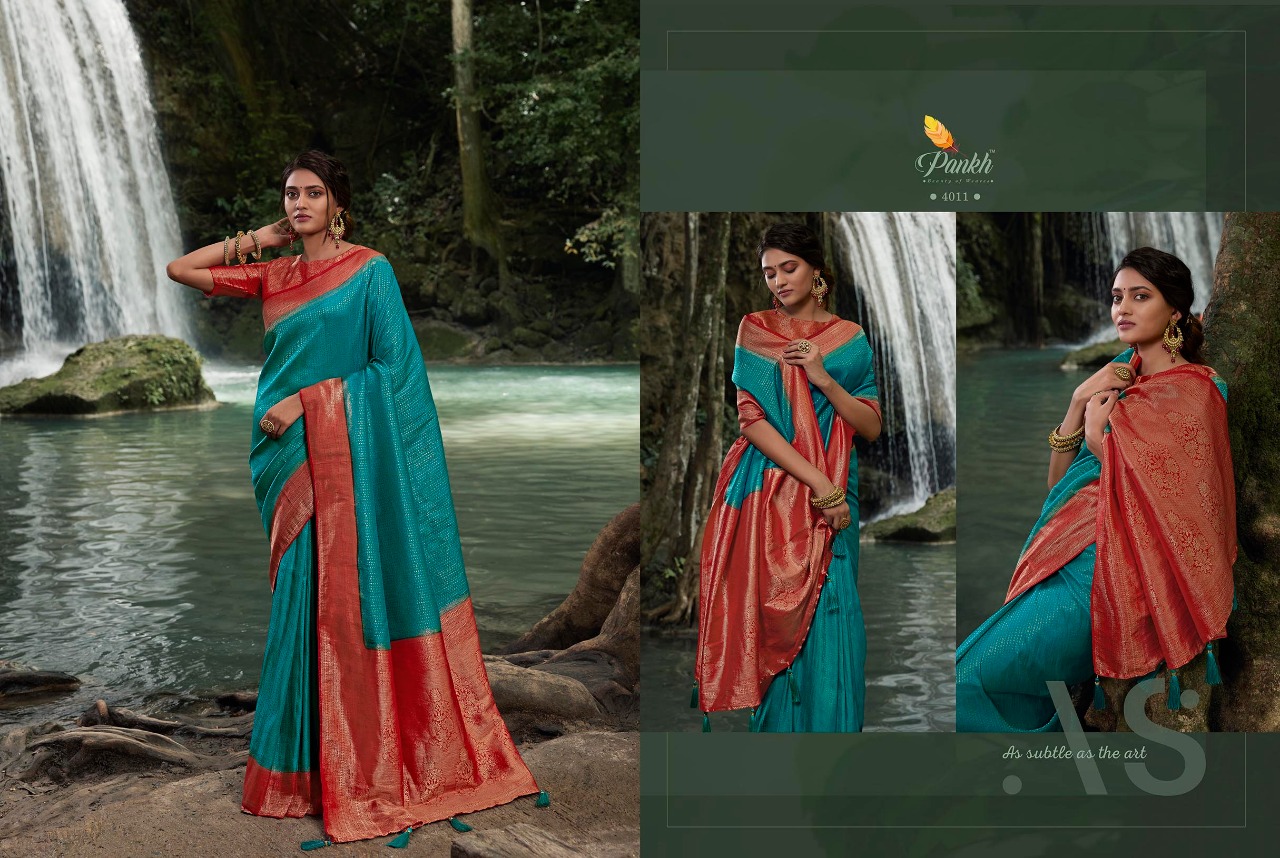 pink lotus pankh Parampara Vol 4 Kajiveram silk decent look saree catalog