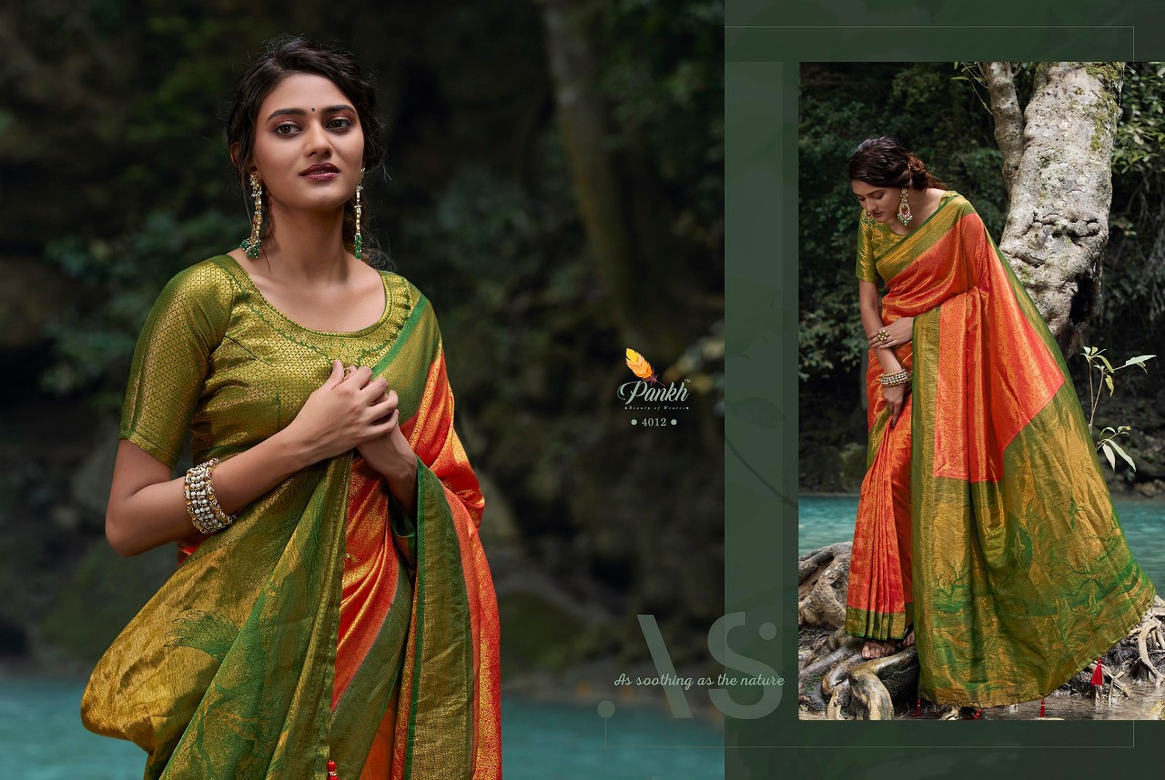 pink lotus pankh Parampara Vol 4 Kajiveram silk decent look saree catalog