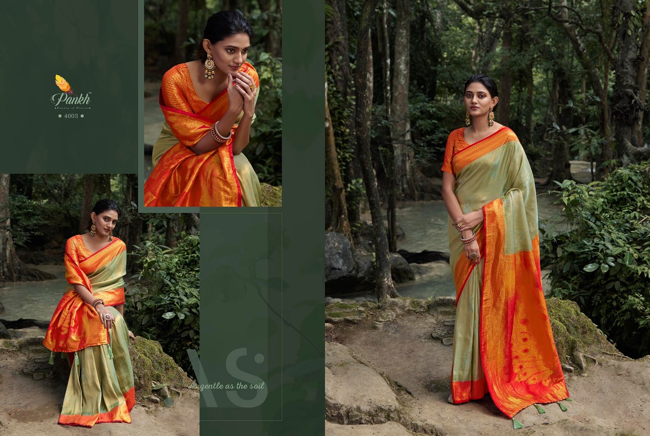 pink lotus pankh Parampara Vol 4 Kajiveram silk decent look saree catalog