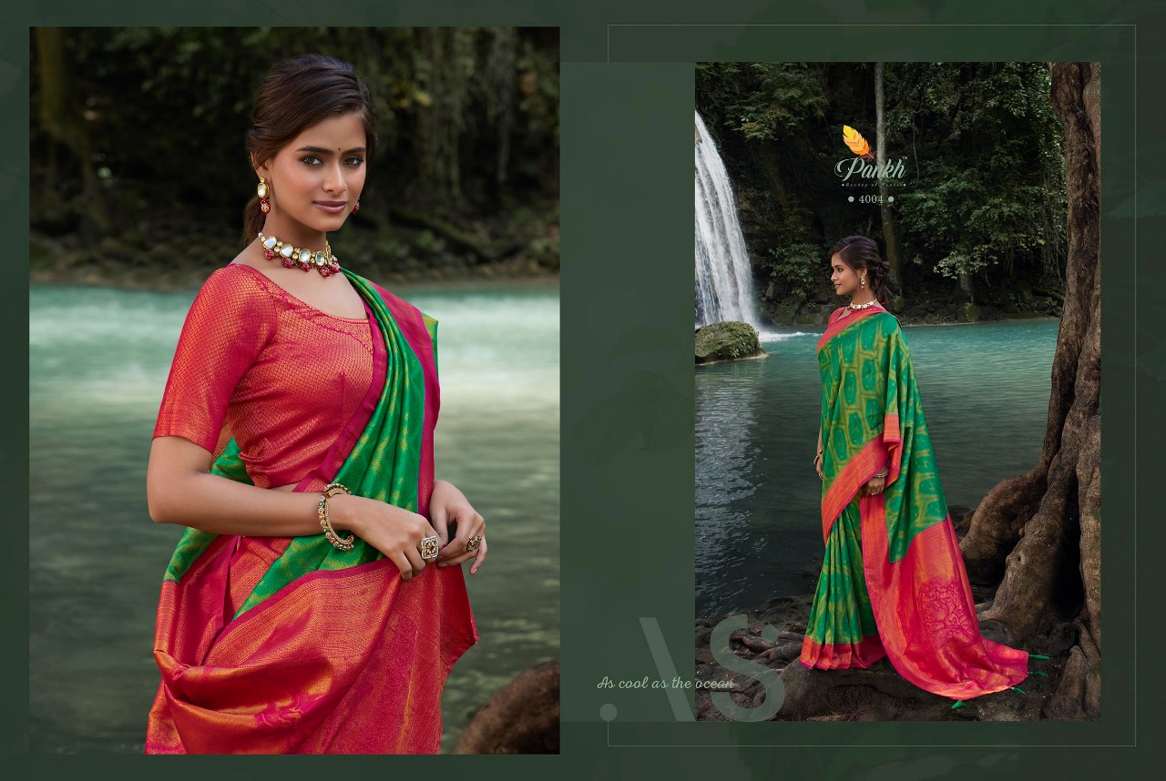 pink lotus pankh Parampara Vol 4 Kajiveram silk decent look saree catalog