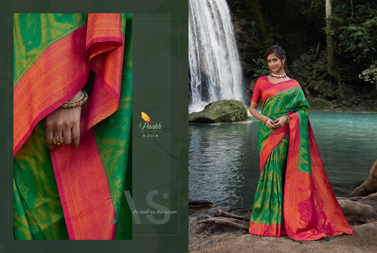 pink lotus pankh Parampara Vol 4 Kajiveram silk decent look saree catalog