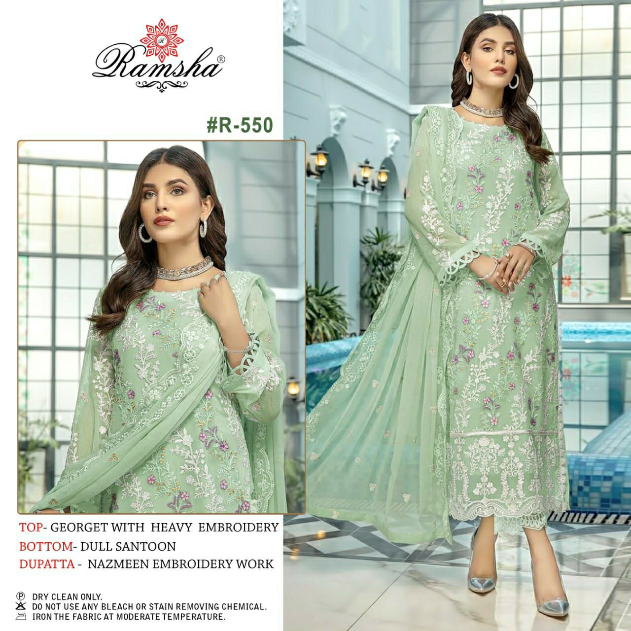 ramsh r-550 georgette decent look salwar suit single