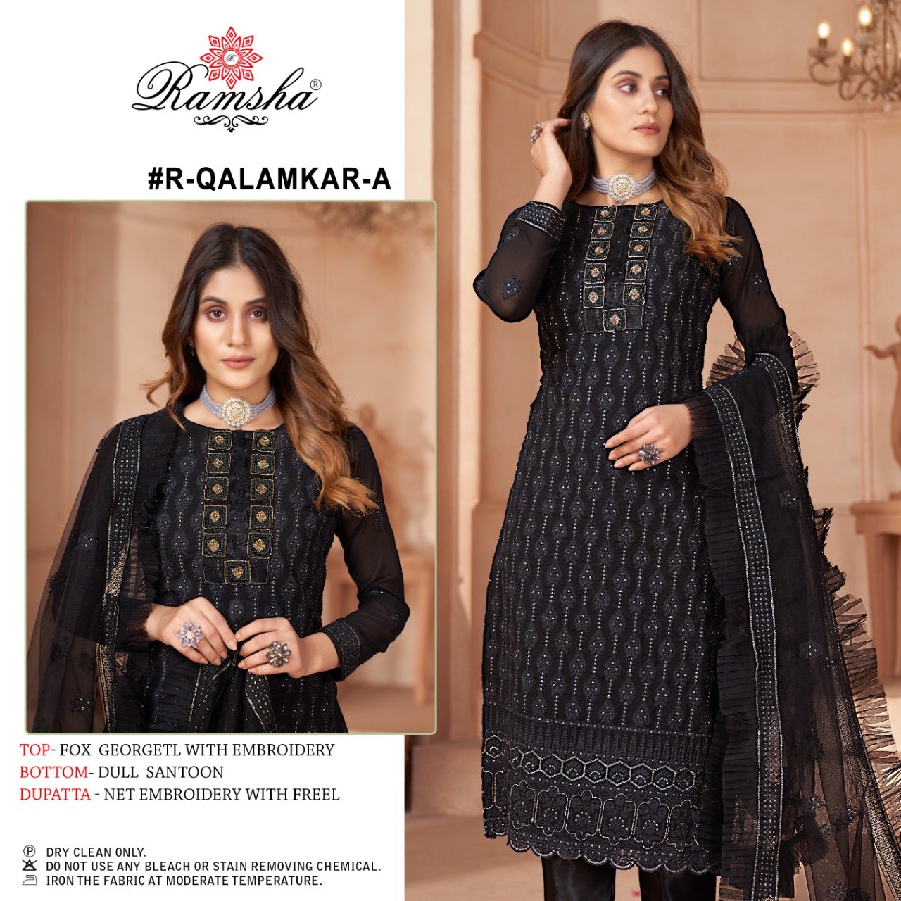 Ramsha RAMSHA Qalamkar A Salwar Kameez Georgette Singles