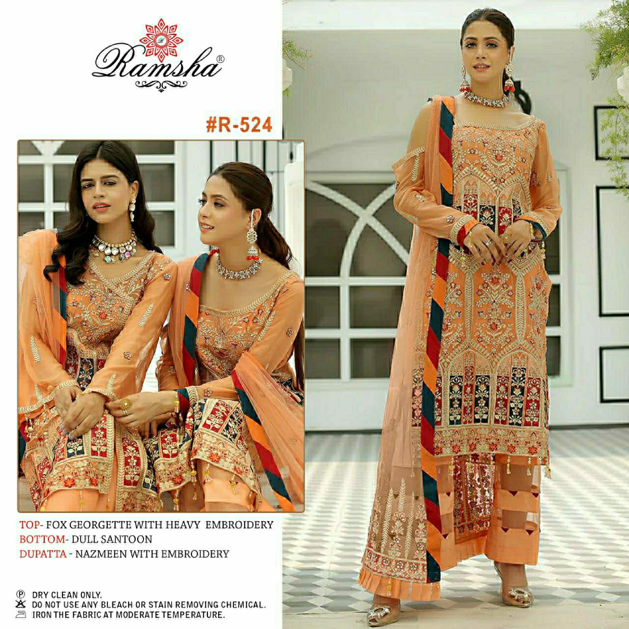 ramsha  r-524 georgette decent look salwar suit single