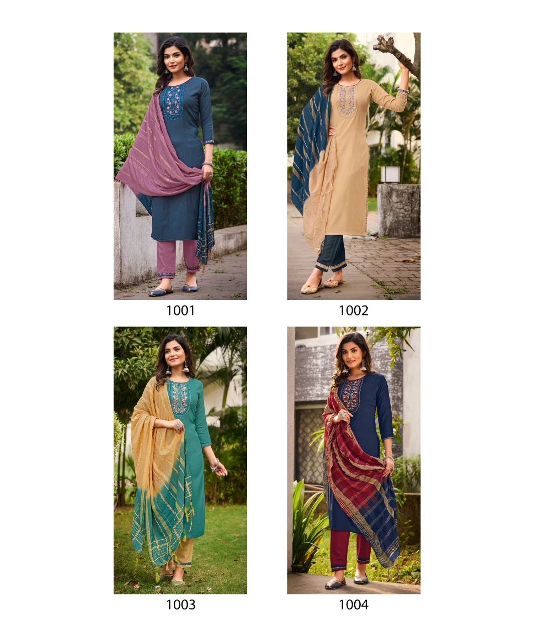 rangjyot veena vol 1 rayon catchy look kurti pant with dupatta catalog