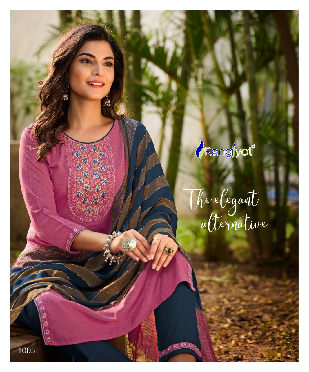 rangjyot veena vol 1 rayon catchy look kurti pant with dupatta catalog