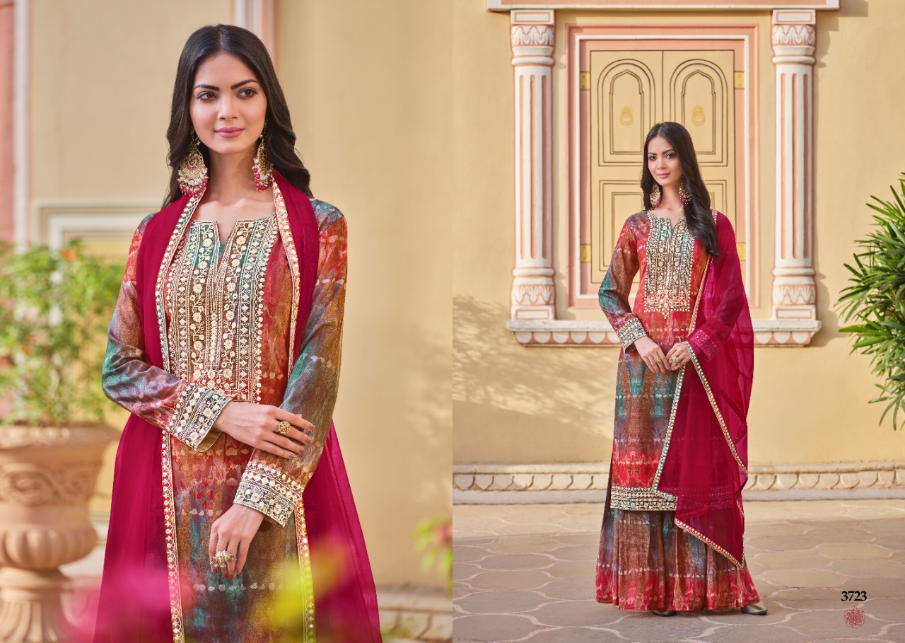 rangoon shiddat muslin gorgeous look top bottom with dupatta catalog