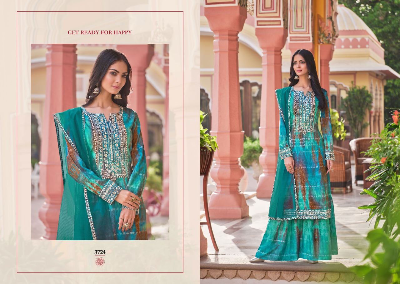 rangoon shiddat muslin gorgeous look top bottom with dupatta catalog