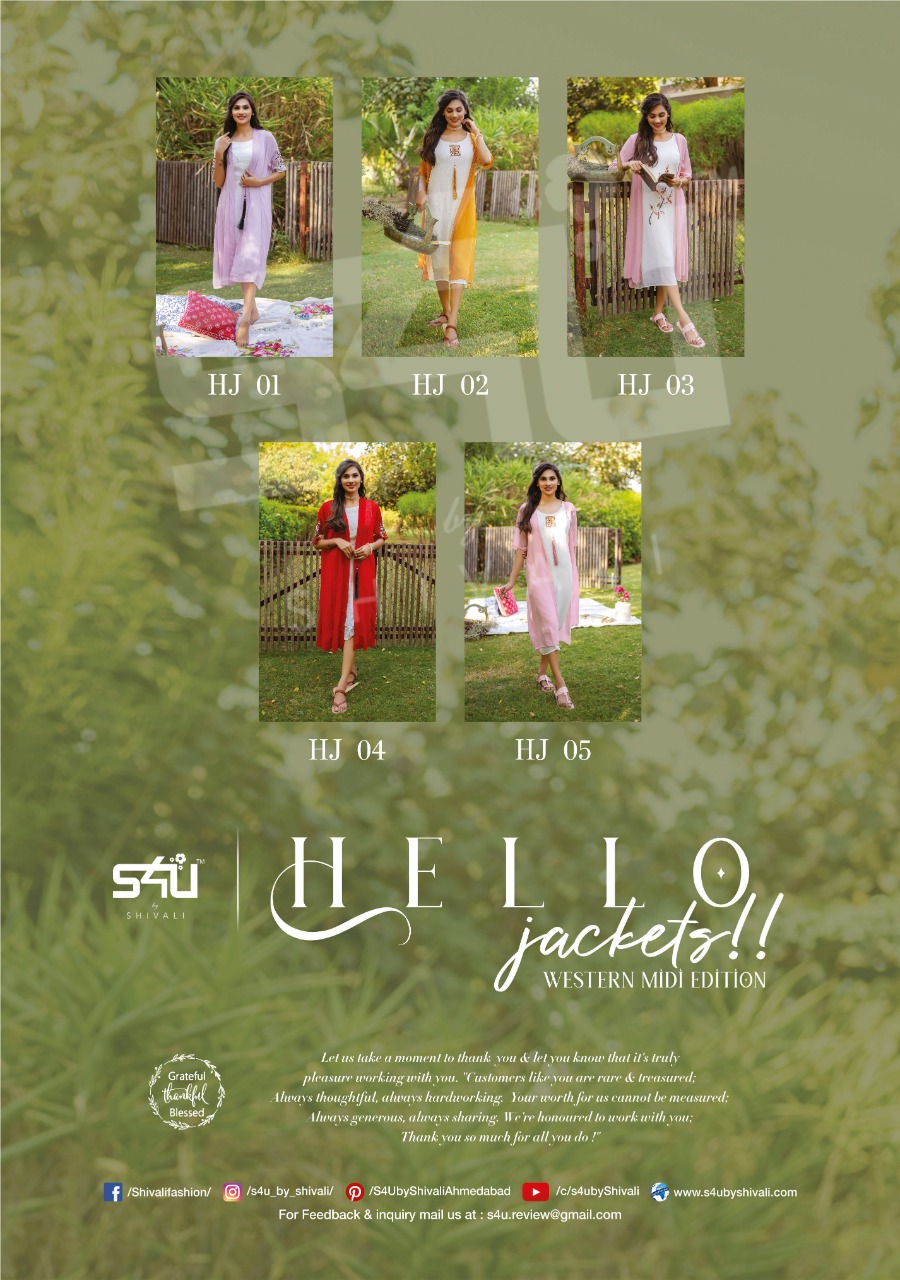 s4u Hello Jacket  Western Edition Imported Crushed Georgette gorgeous look kurti catalog