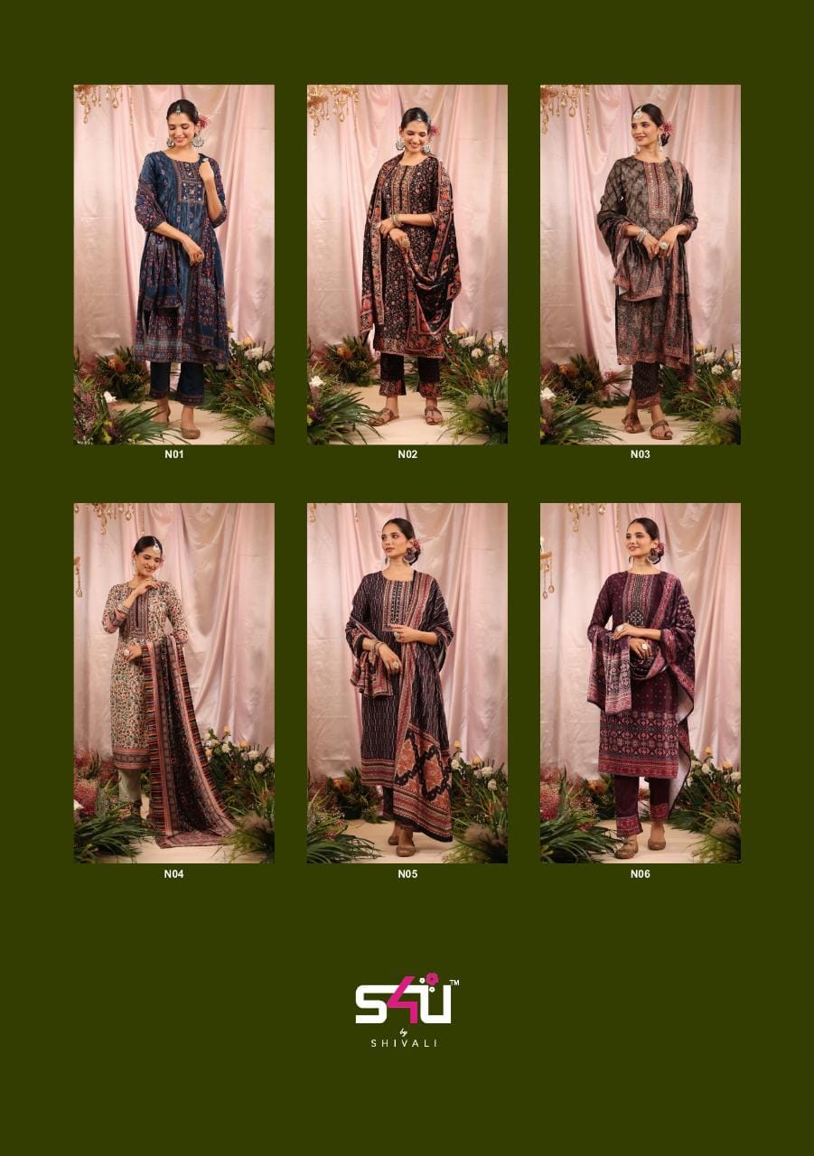 s4u noor velvet elegant look kurti with pant and dupatta catalog