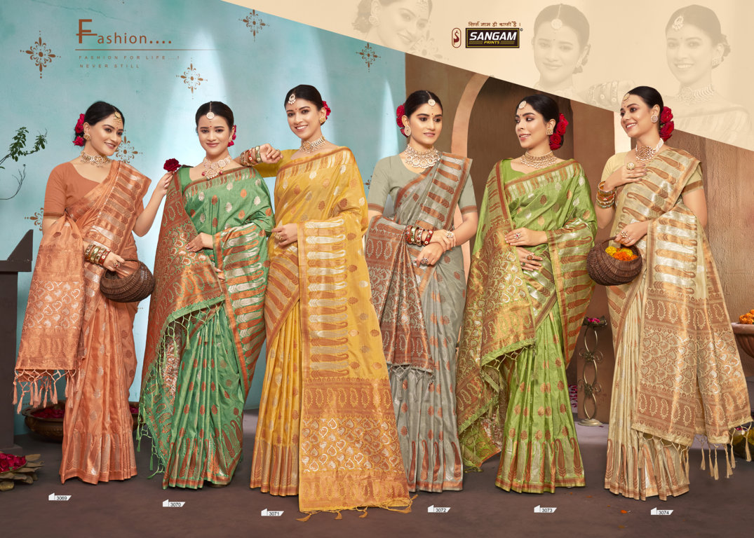 sangam print gulzar silk silk gorgeous look saree catalog