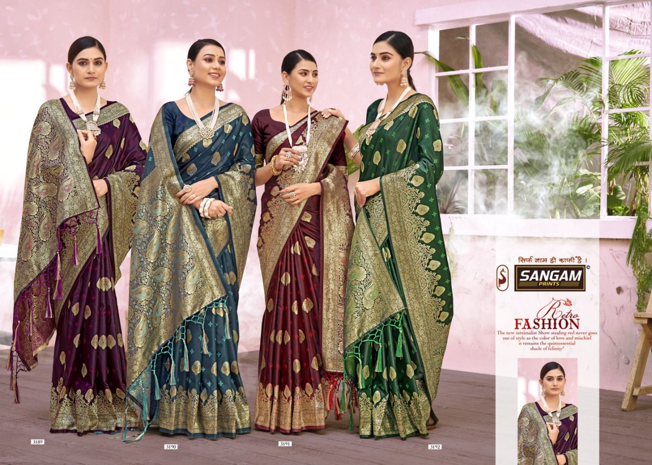 sangam print jalpari vol 5 silk regal look saree catalog