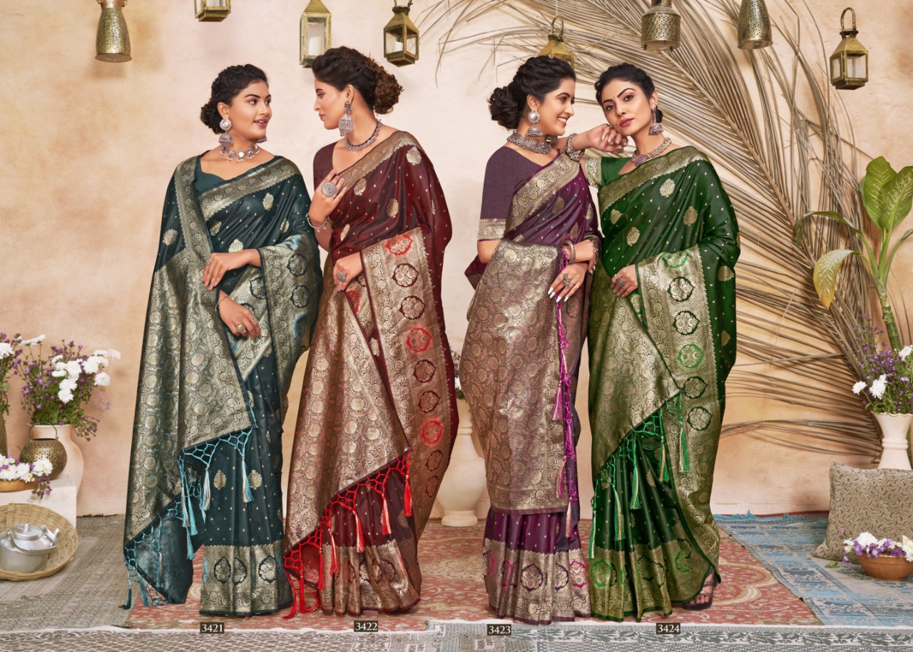 sangam print janki silk silk regal look saree catalog