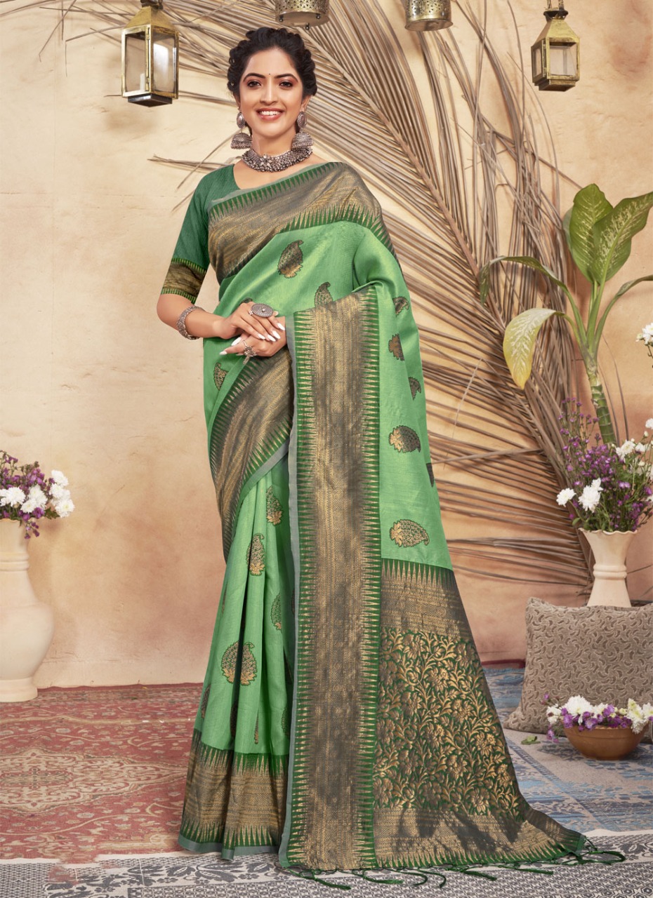 sangam print mansi silk cotton decent look saree catalog