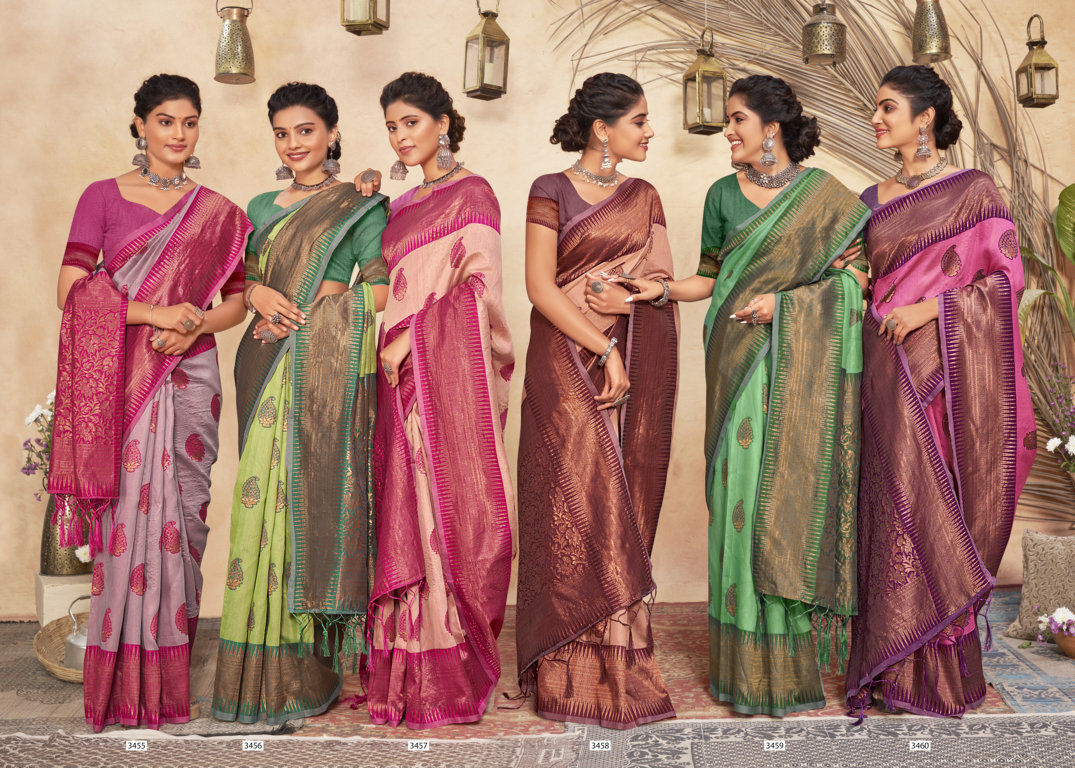 sangam print mansi silk cotton decent look saree catalog