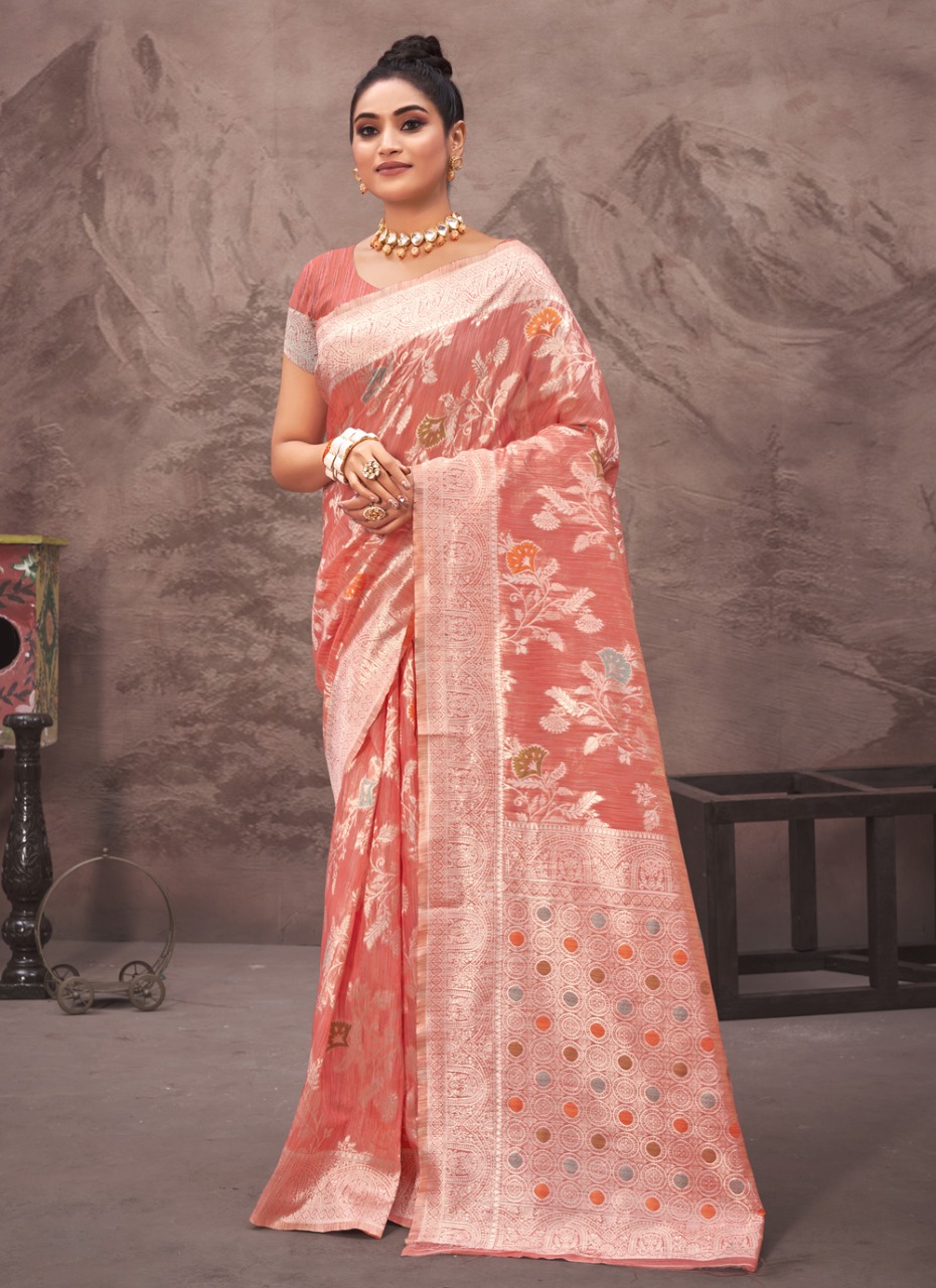 sangam print raj mohini cotton silk gorgeous look saree catalog