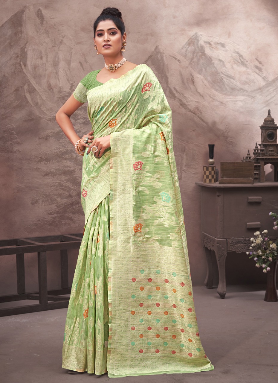 sangam print raj mohini cotton silk gorgeous look saree catalog